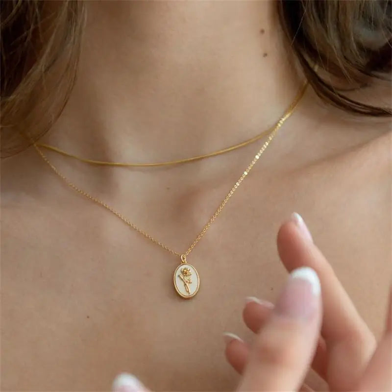 Birth Flower Pendant Necklace