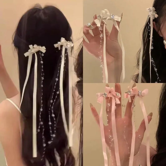 Coquette Ribbon Glass Bow Hair Clip