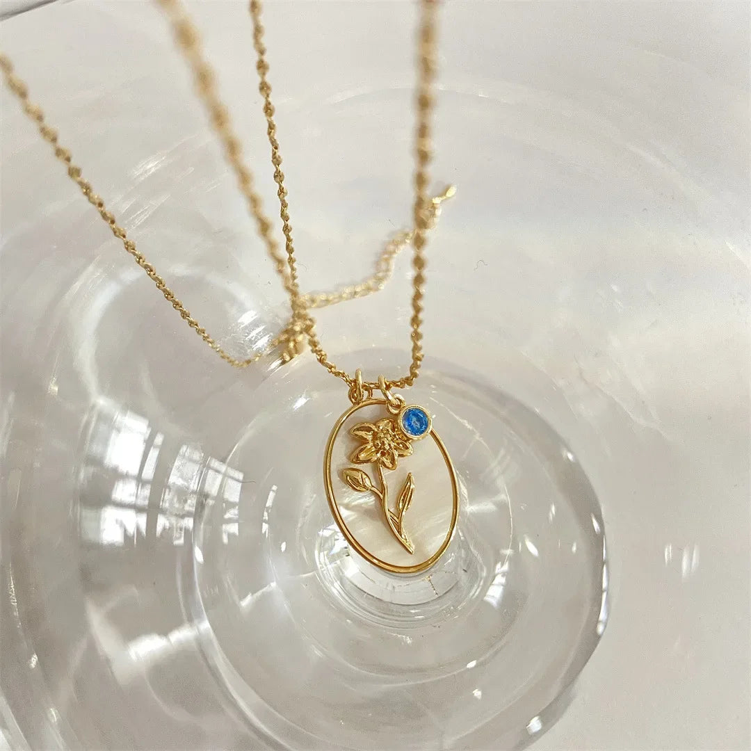 Birth Flower Pendant Necklace